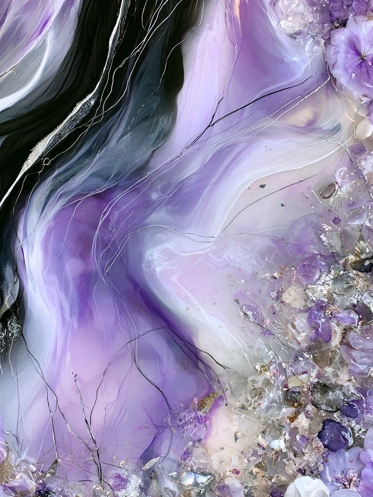 Lavender Crystal Bloom Abstract Poster. poster detail