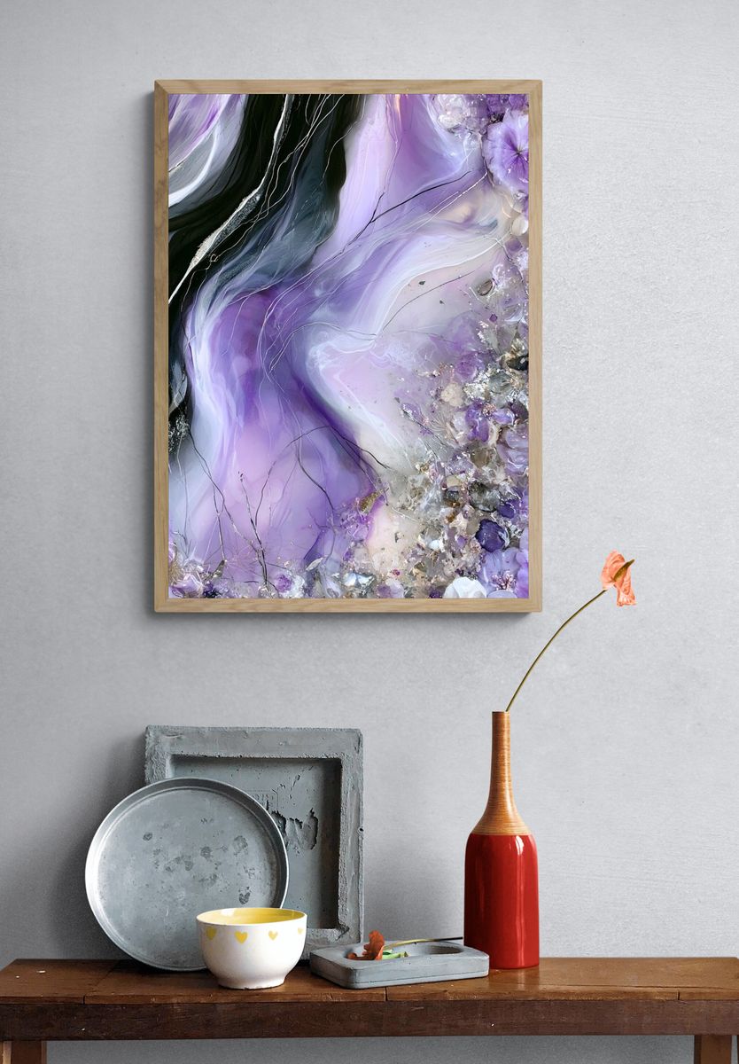 Lavender Crystal Bloom Abstract Poster. — room view 3