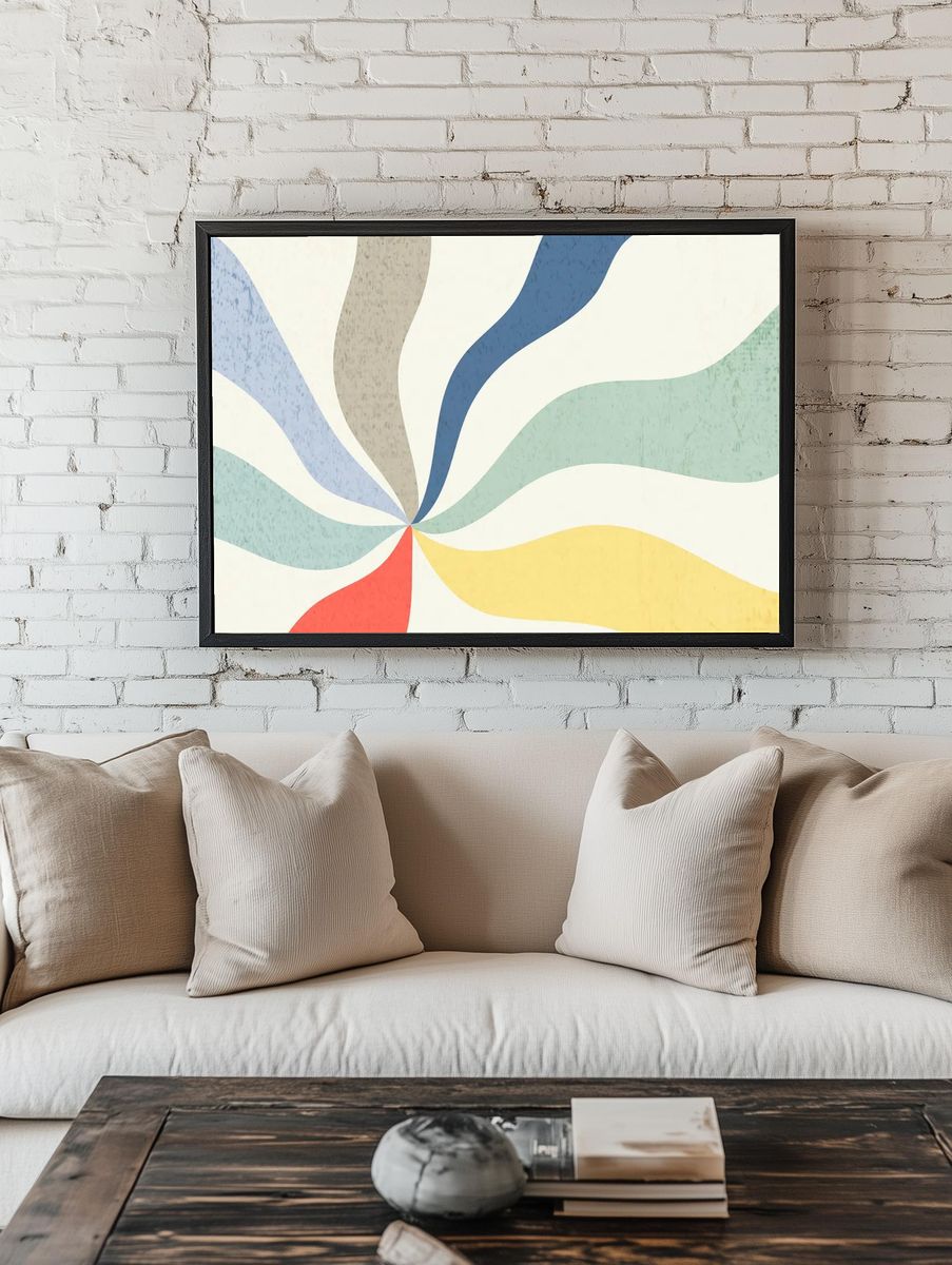Bold color wavy sunburst effect. room preview