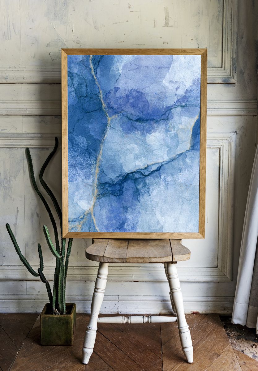 Blue Marble Texture Abstract Poster. — room view 1