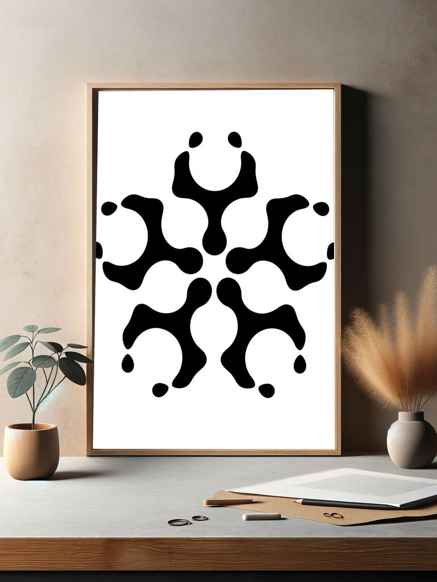 Black Symmetry Abstract Poster. — room view 2