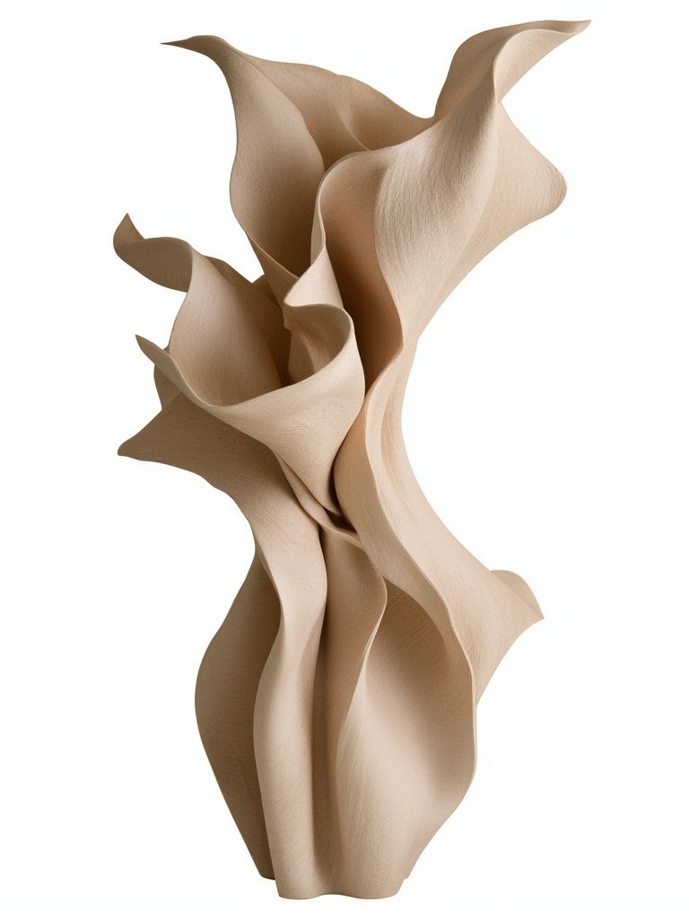 Beige Organic Fold Sculpture Print. poster — abstract art