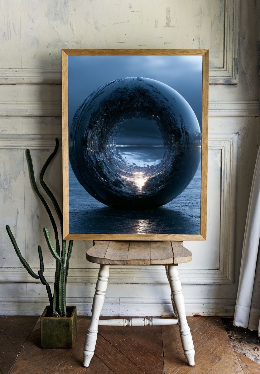 Ocean Sphere Abstract Poster. room preview