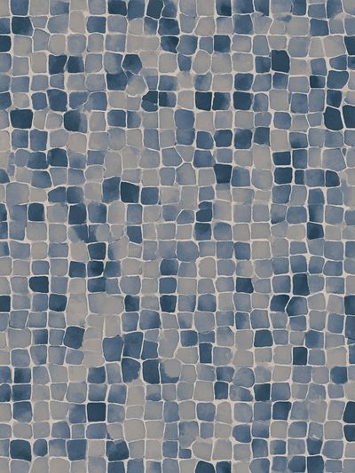 Blue Mosaic Texture Abstract Print.