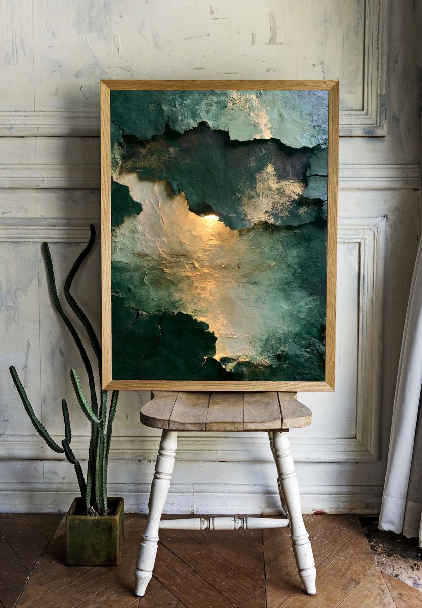 Emerald Glow Abstract Poster. — room view 1