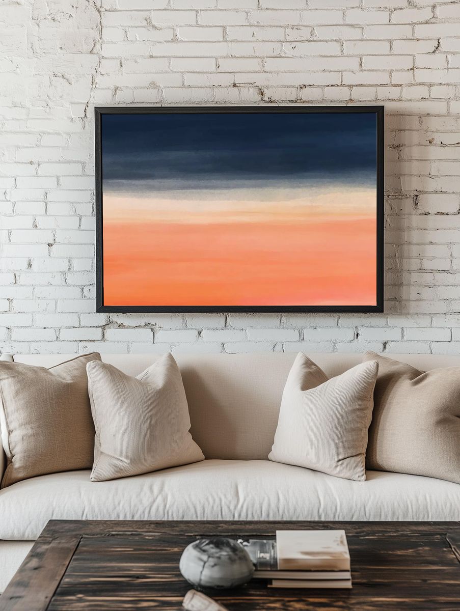 Orange blue watercolor background, desktop. — room view 1