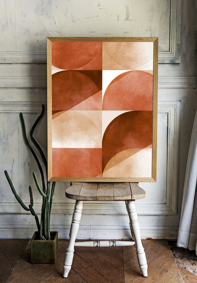 Terracotta Arc Abstract Poster. — room view 1