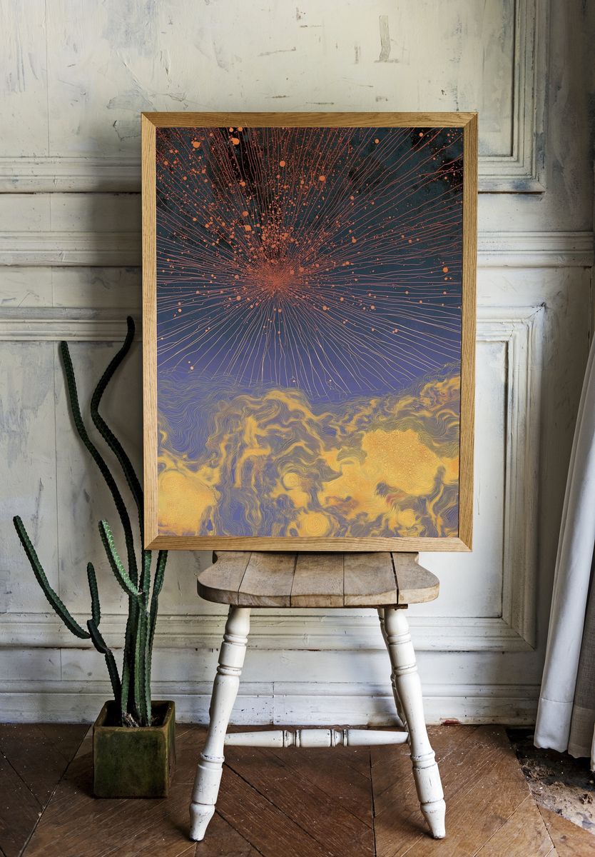 Celestial Burst Abstract Print. — room view 1