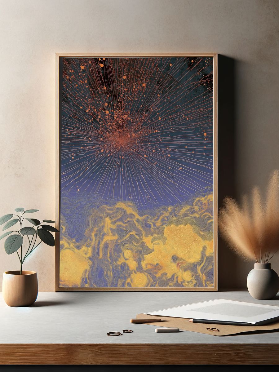 Celestial Burst Abstract Print. — room view 2