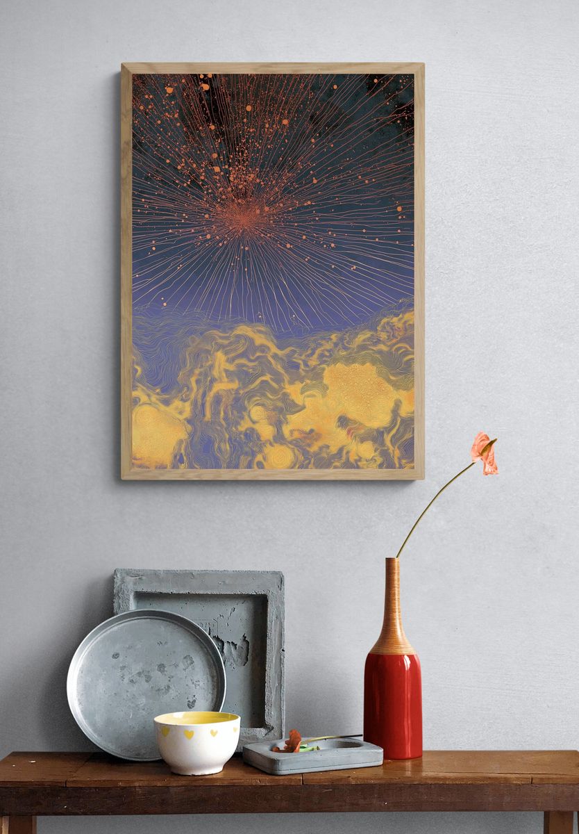 Celestial Burst Abstract Print. — room view 3