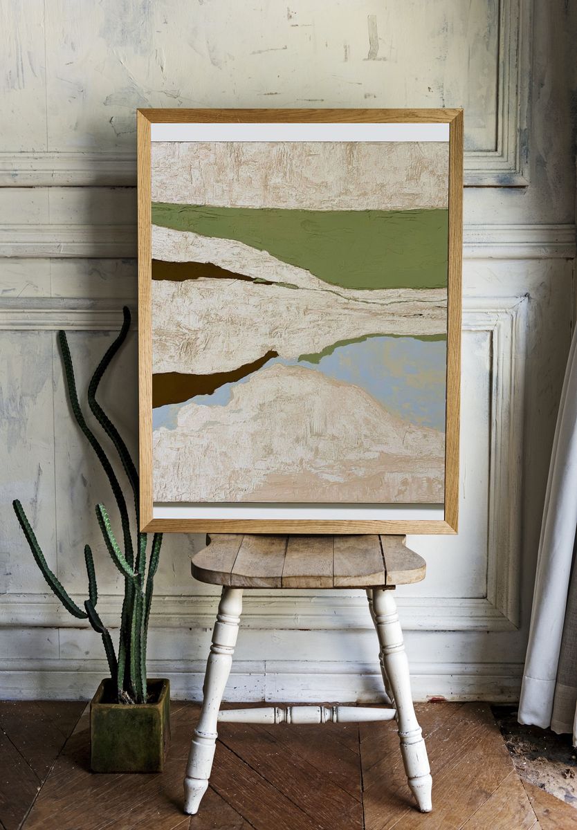 Earthy Horizon Abstract Poster. room preview