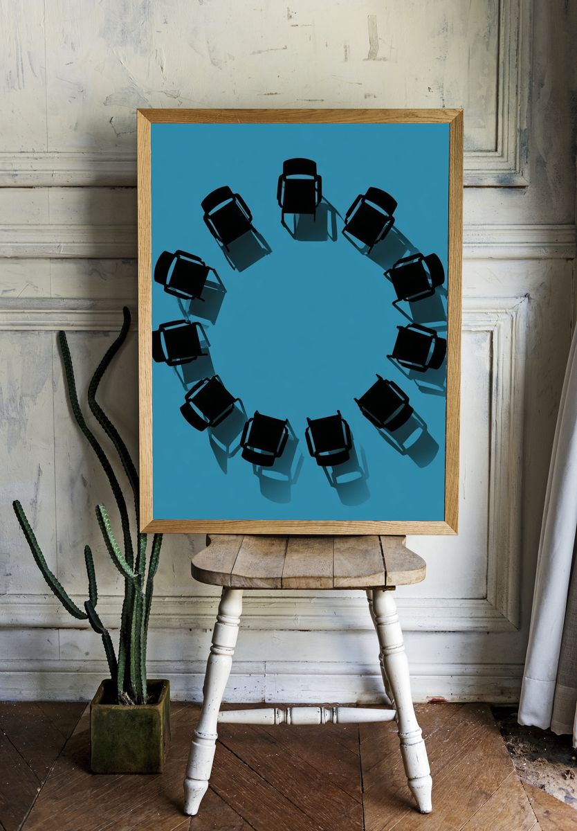 Circular Chairs Abstract Poster. — room view 1