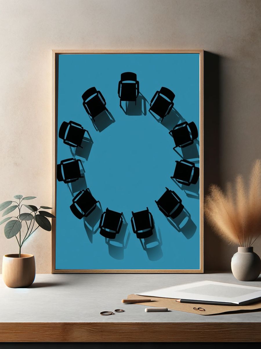 Circular Chairs Abstract Poster. — room view 2