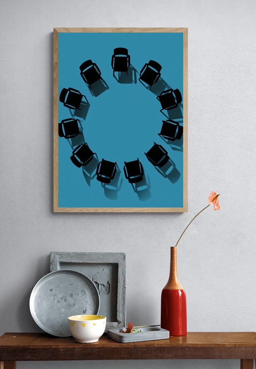 Circular Chairs Abstract Poster. — room view 3