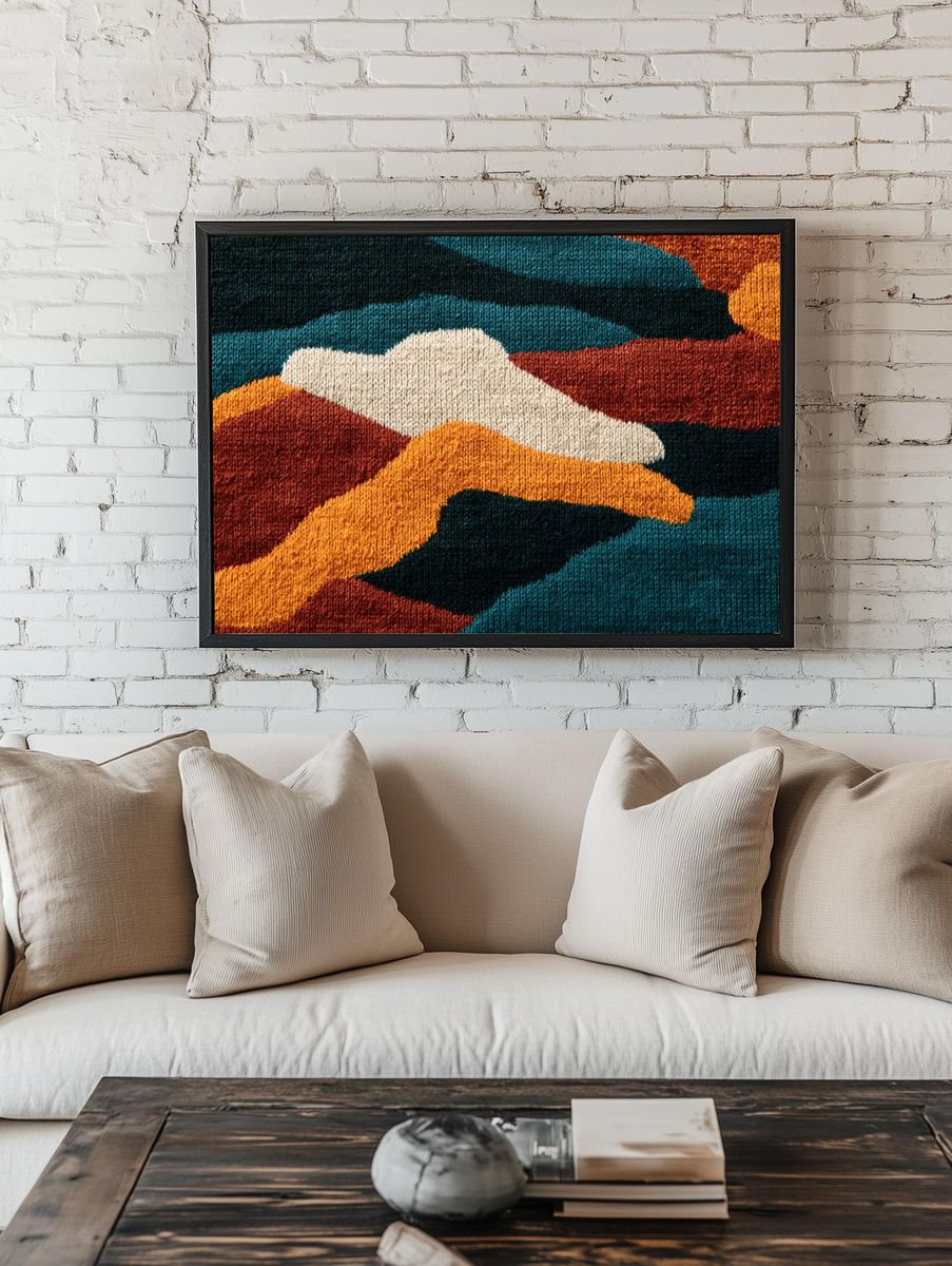 Textured Abstract Waves Poster. — room view 1