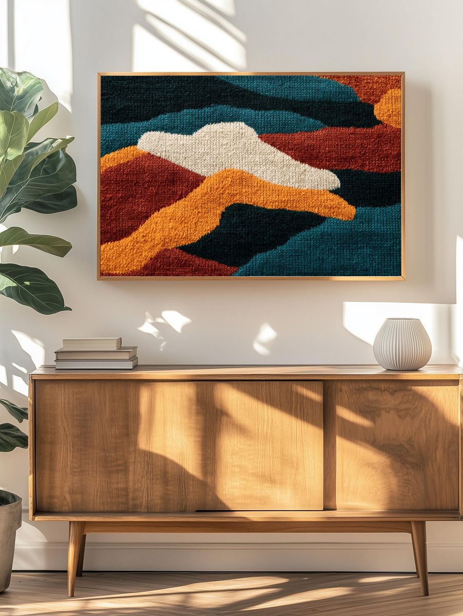 Textured Abstract Waves Poster. — room view 3