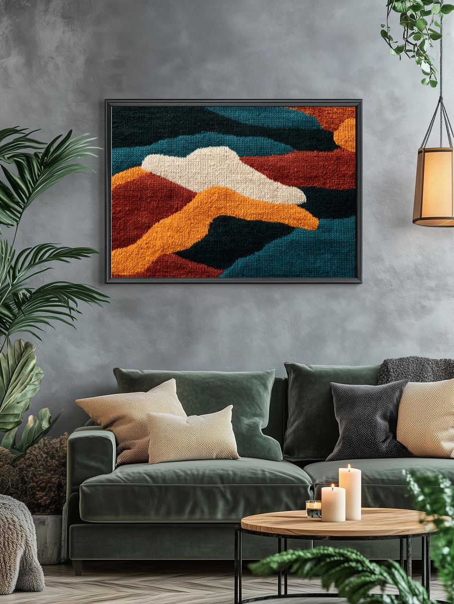 Textured Abstract Waves Poster. — room view 4