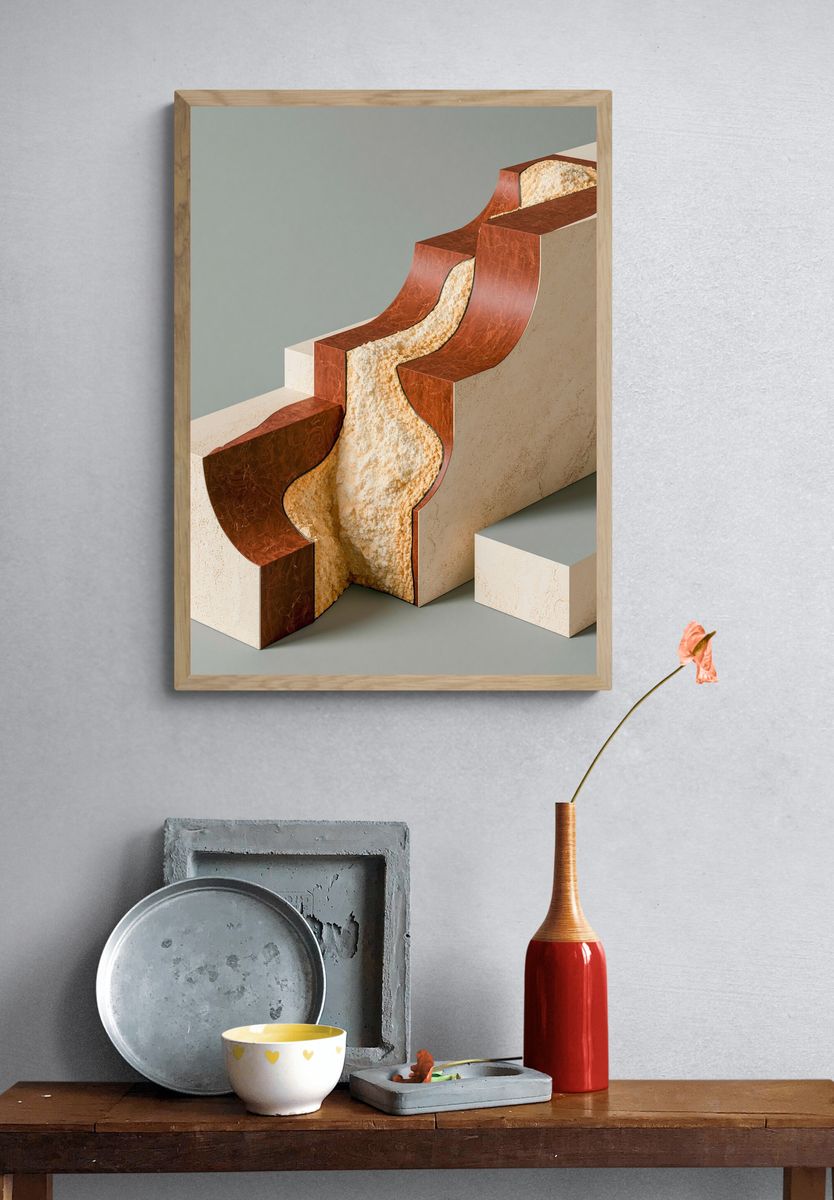 Sculptural Stone Abstract Poster. — room view 3