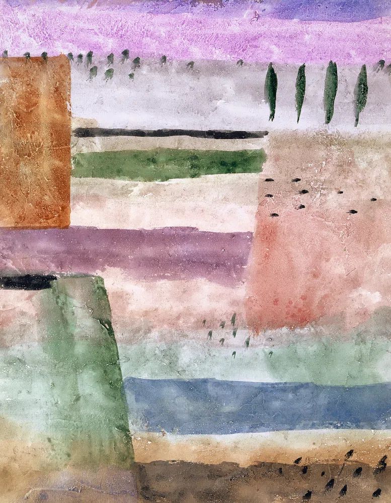 Landscape Poplars (1929) painting high. poster detail