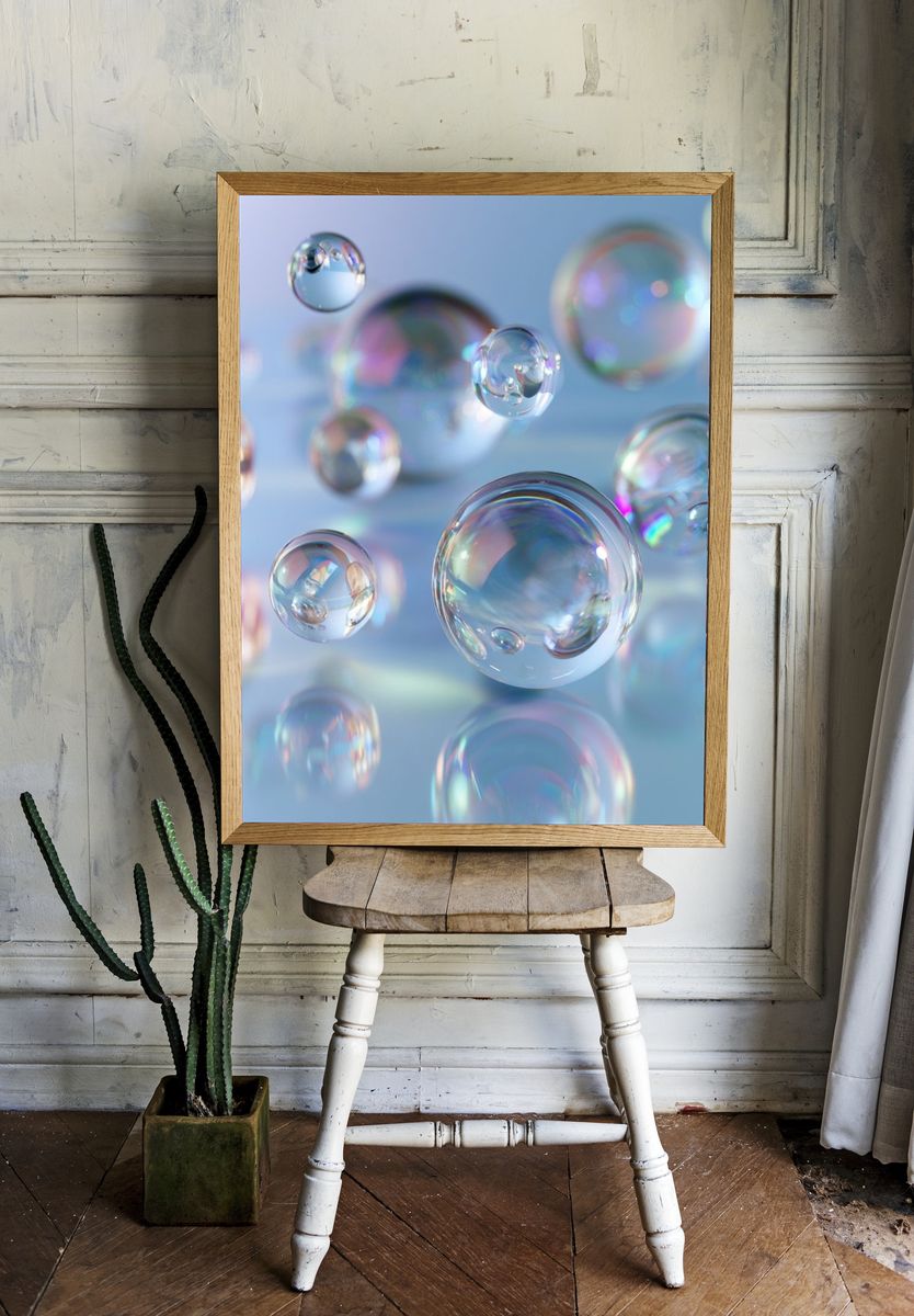 Iridescent Bubble Abstract Poster. room preview