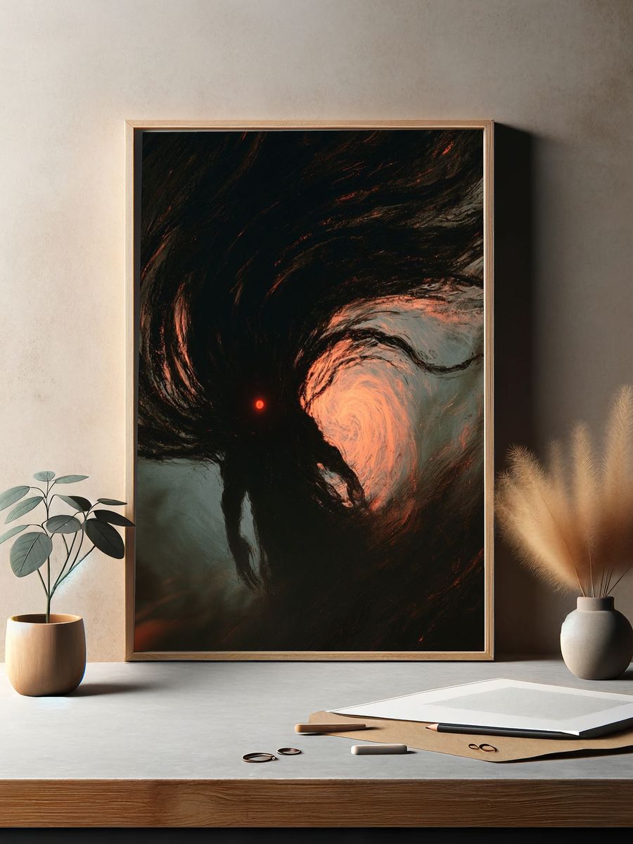 Cosmic Shadow Figure Abstract Print. — room view 2