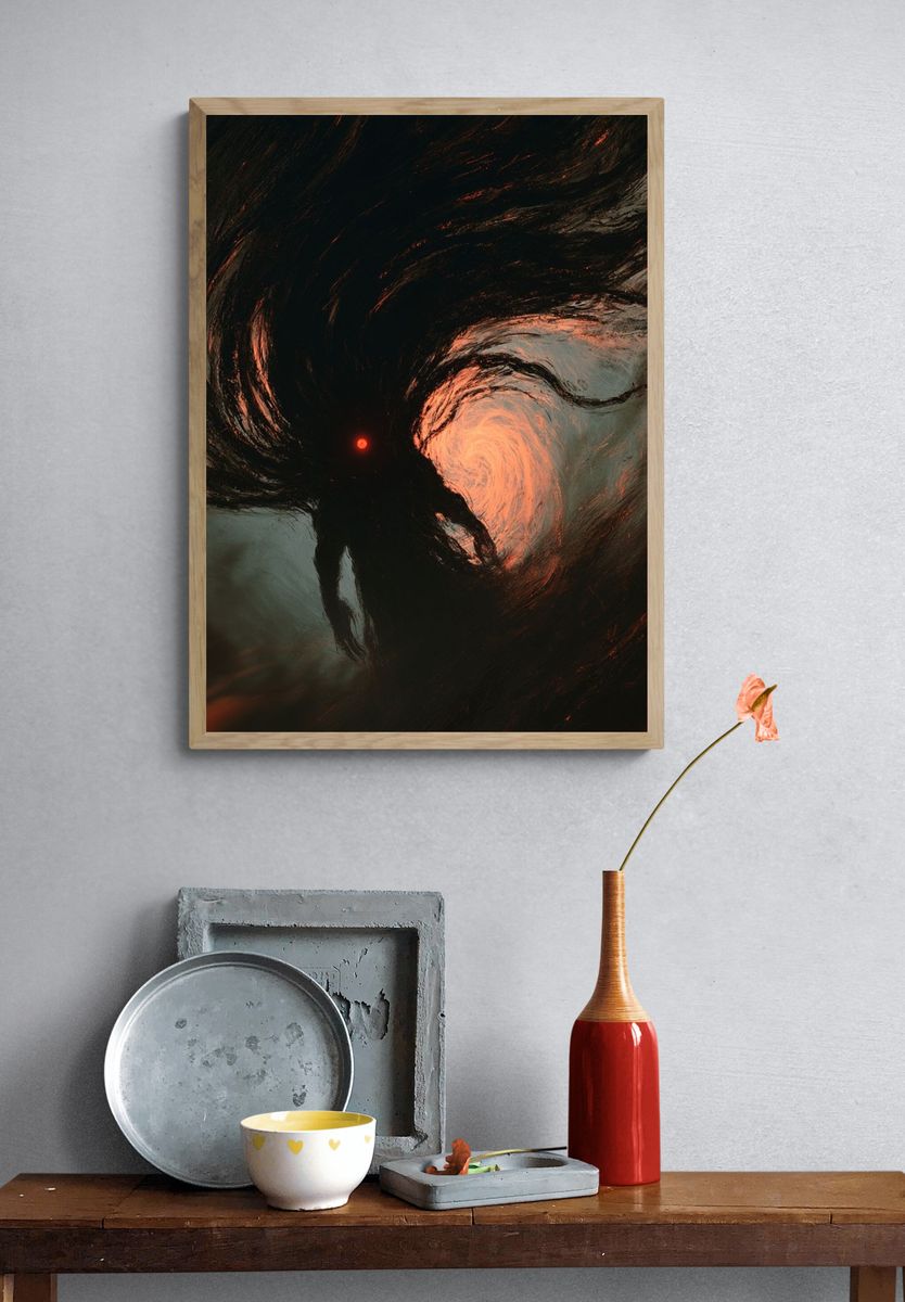 Cosmic Shadow Figure Abstract Print. — room view 3