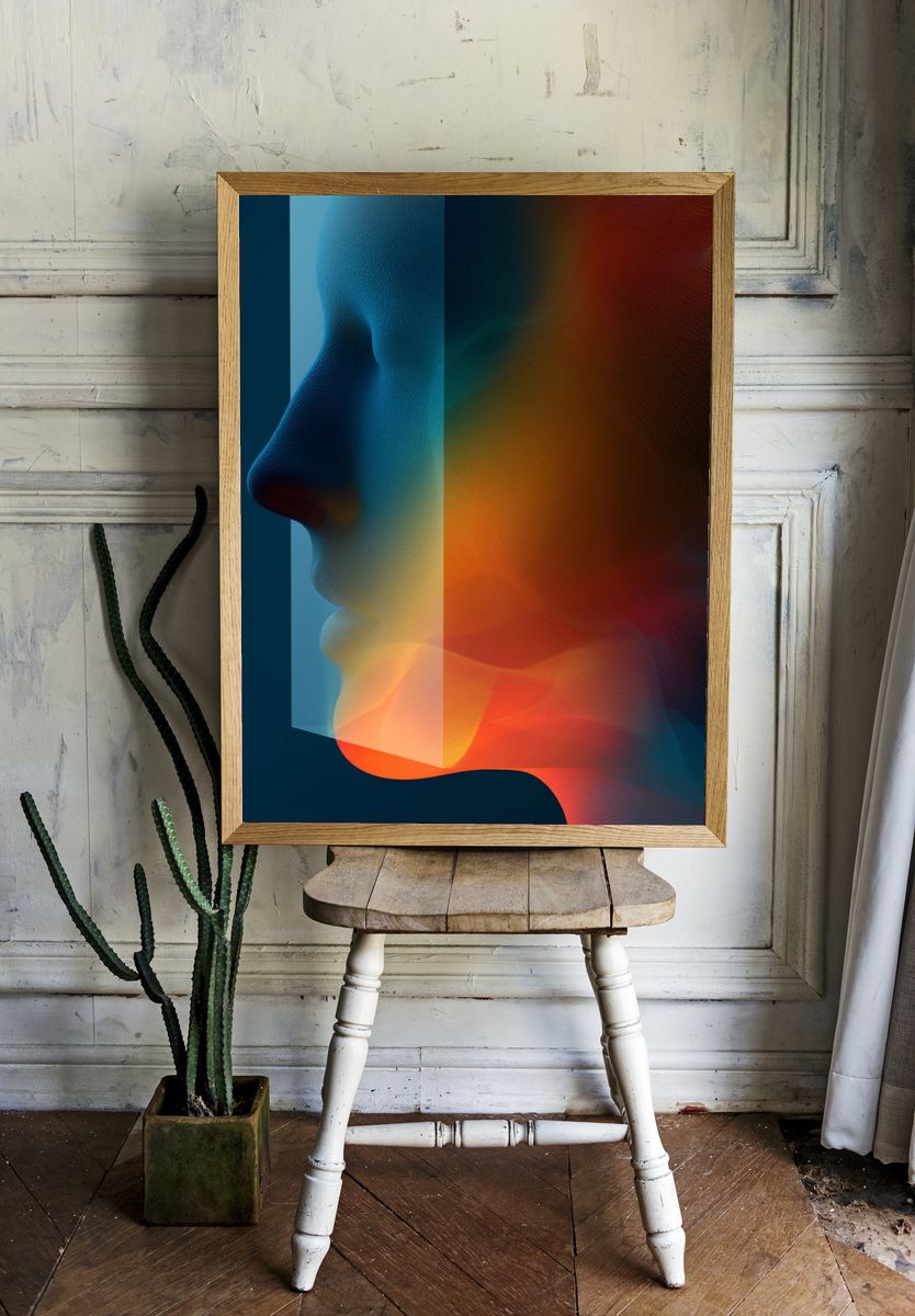Abstract Face Silhouette Print. — room view 1