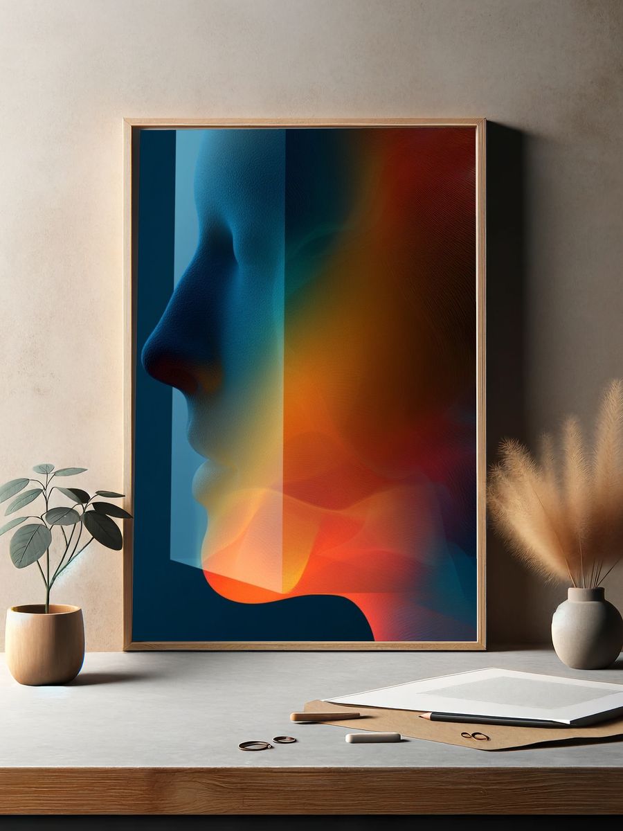 Abstract Face Silhouette Print. — room view 2