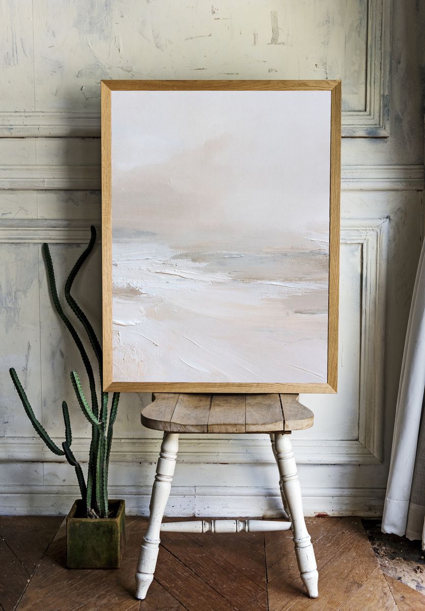 Neutral Coastal Abstract Poster. room preview