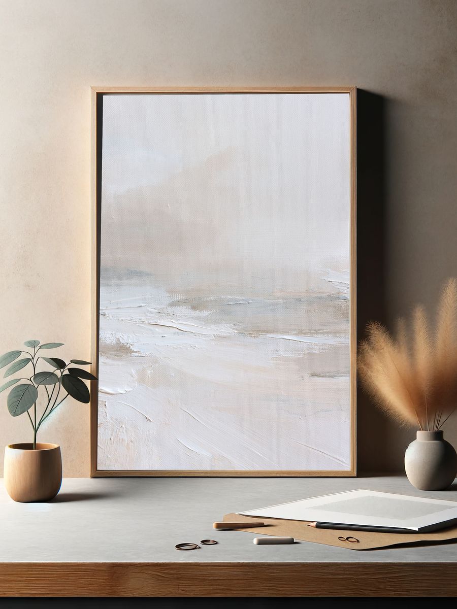 Neutral Coastal Abstract Poster. — room view 2