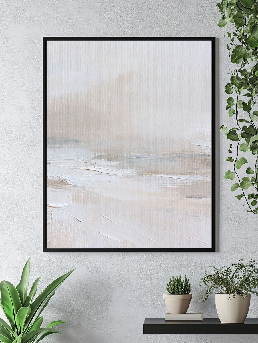 Neutral Coastal Abstract Poster. — room view 4