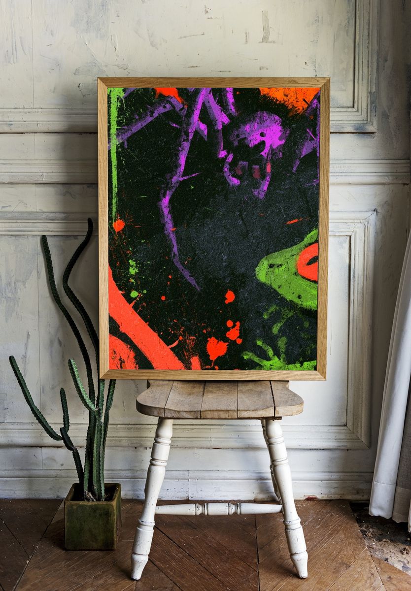 Neon Graffiti Abstract Poster. — room view 1