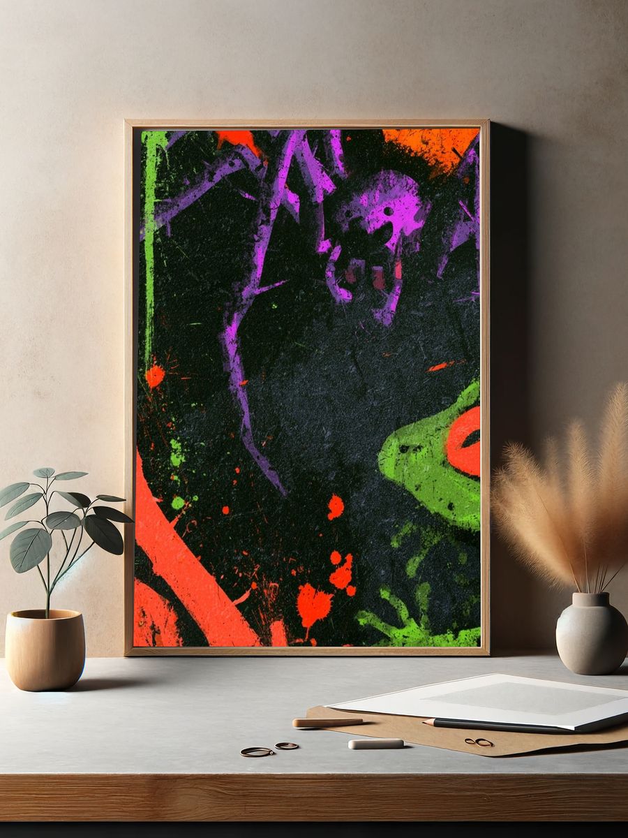 Neon Graffiti Abstract Poster. — room view 2
