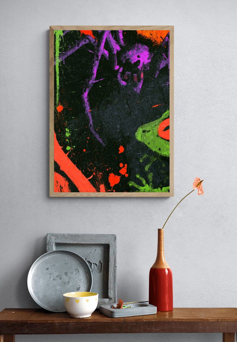 Neon Graffiti Abstract Poster. — room view 3