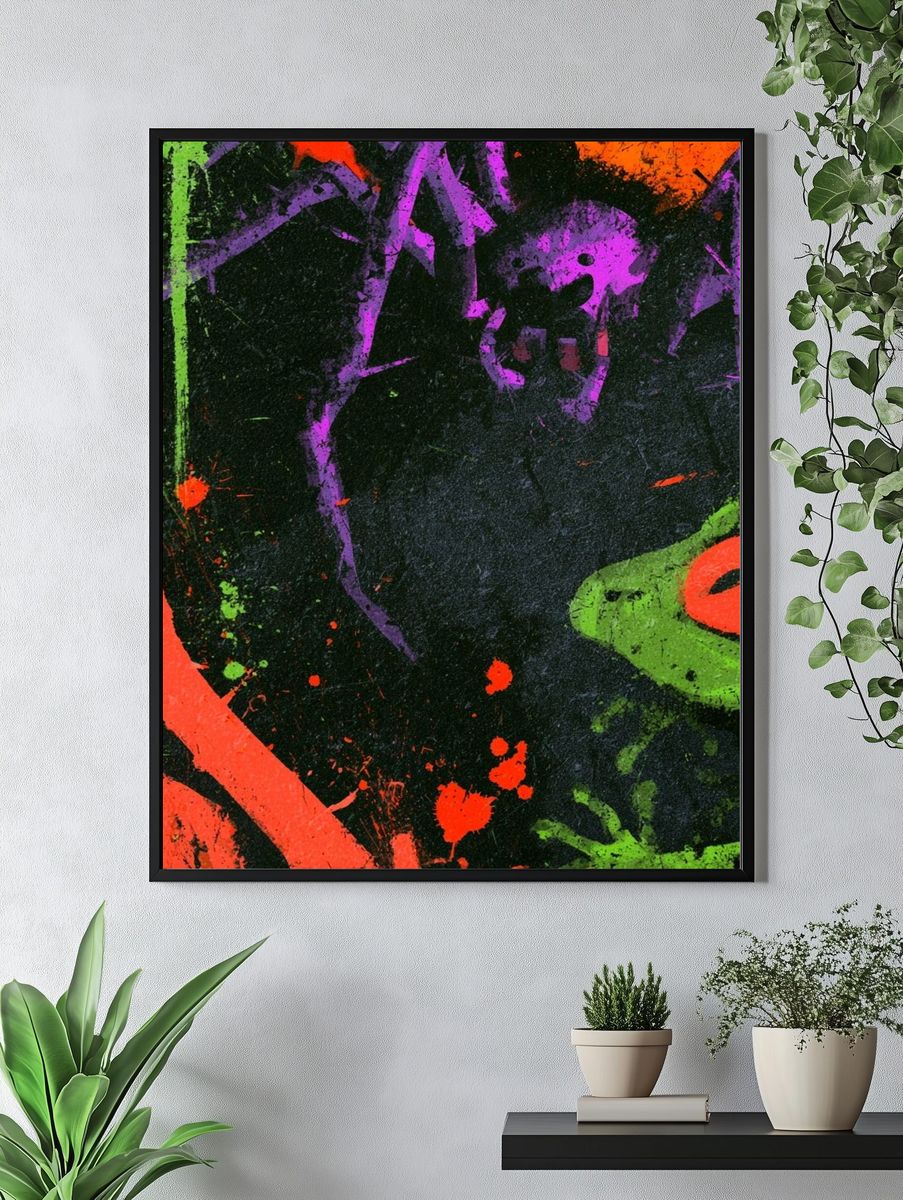 Neon Graffiti Abstract Poster. — room view 4
