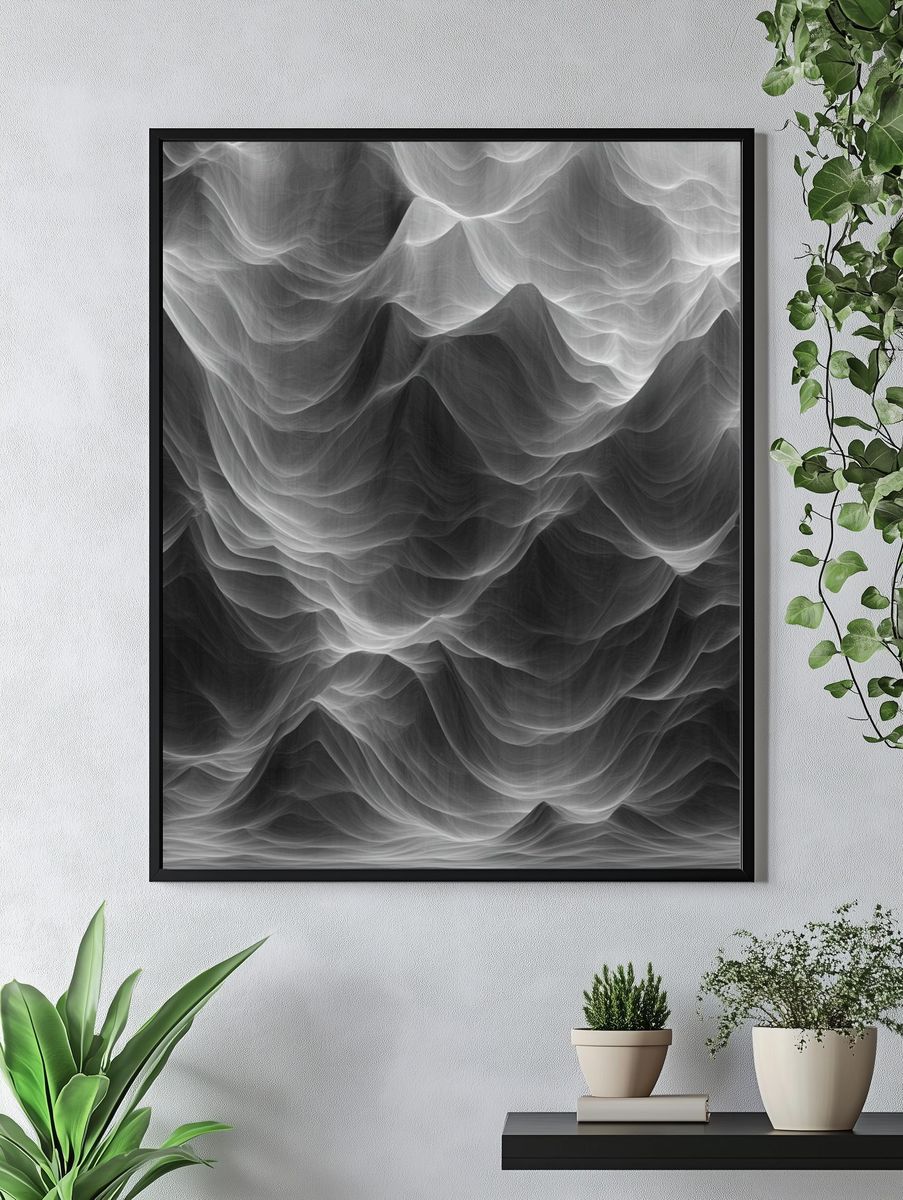 Monochrome Flow Abstract Poster. — room view 4
