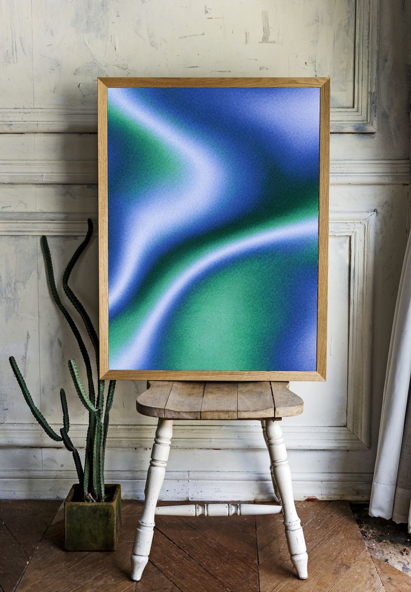 Blue Green Flow Abstract Poster. room preview
