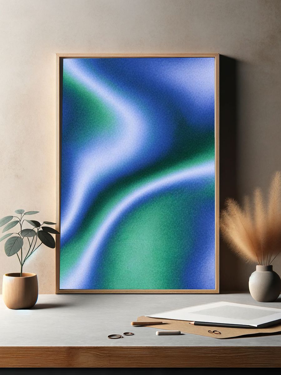 Blue Green Flow Abstract Poster. — room view 2