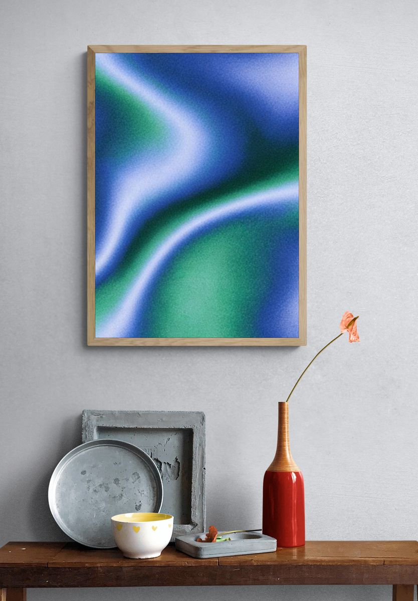 Blue Green Flow Abstract Poster. — room view 3