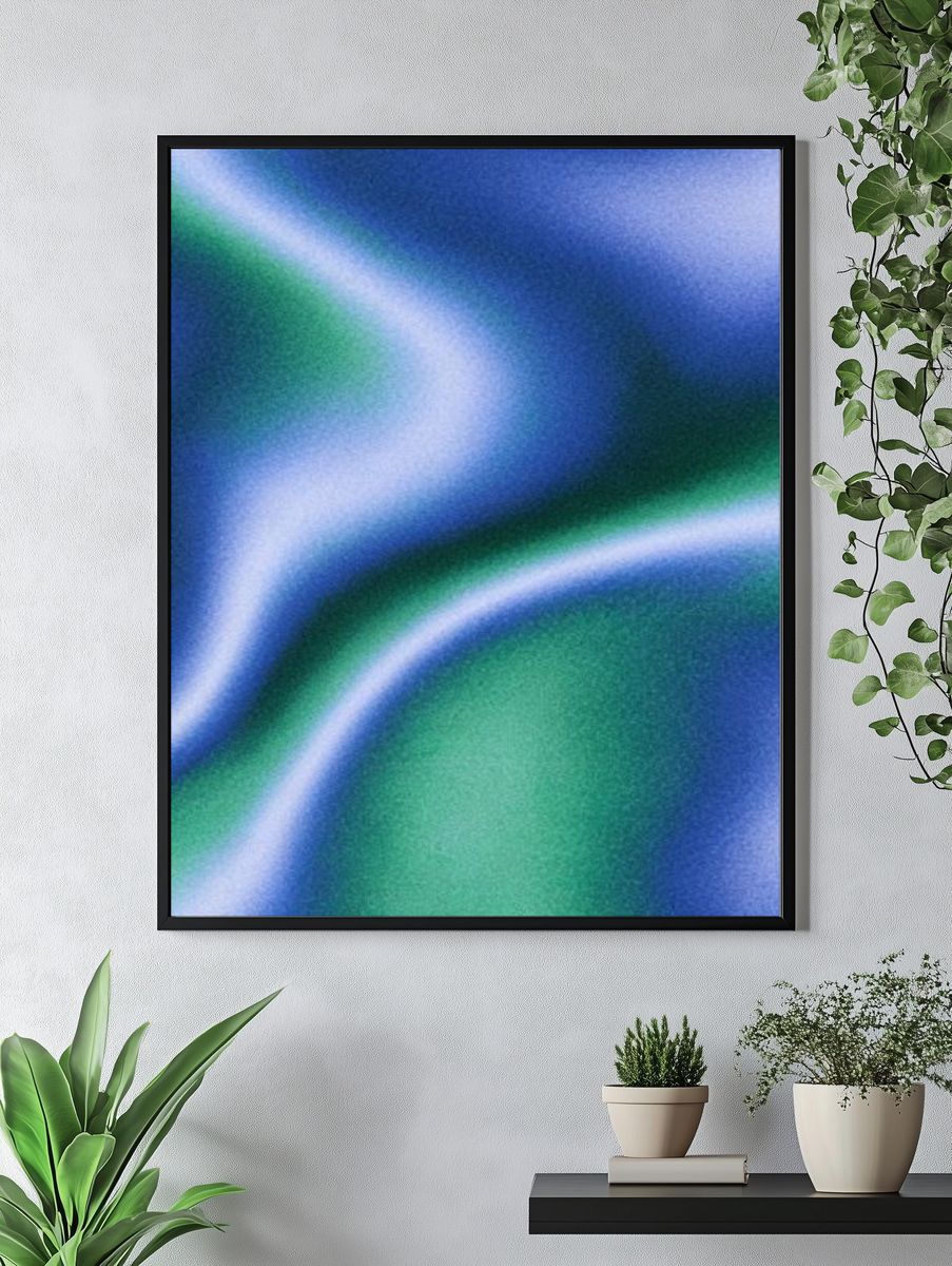 Blue Green Flow Abstract Poster. — room view 4