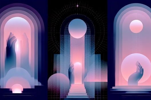 Dreamy Neon Arch Abstract Poster. poster — abstract art