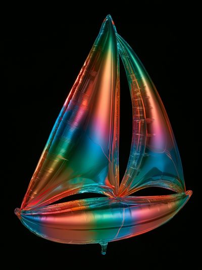 Neon Sailboat Abstract Poster. poster