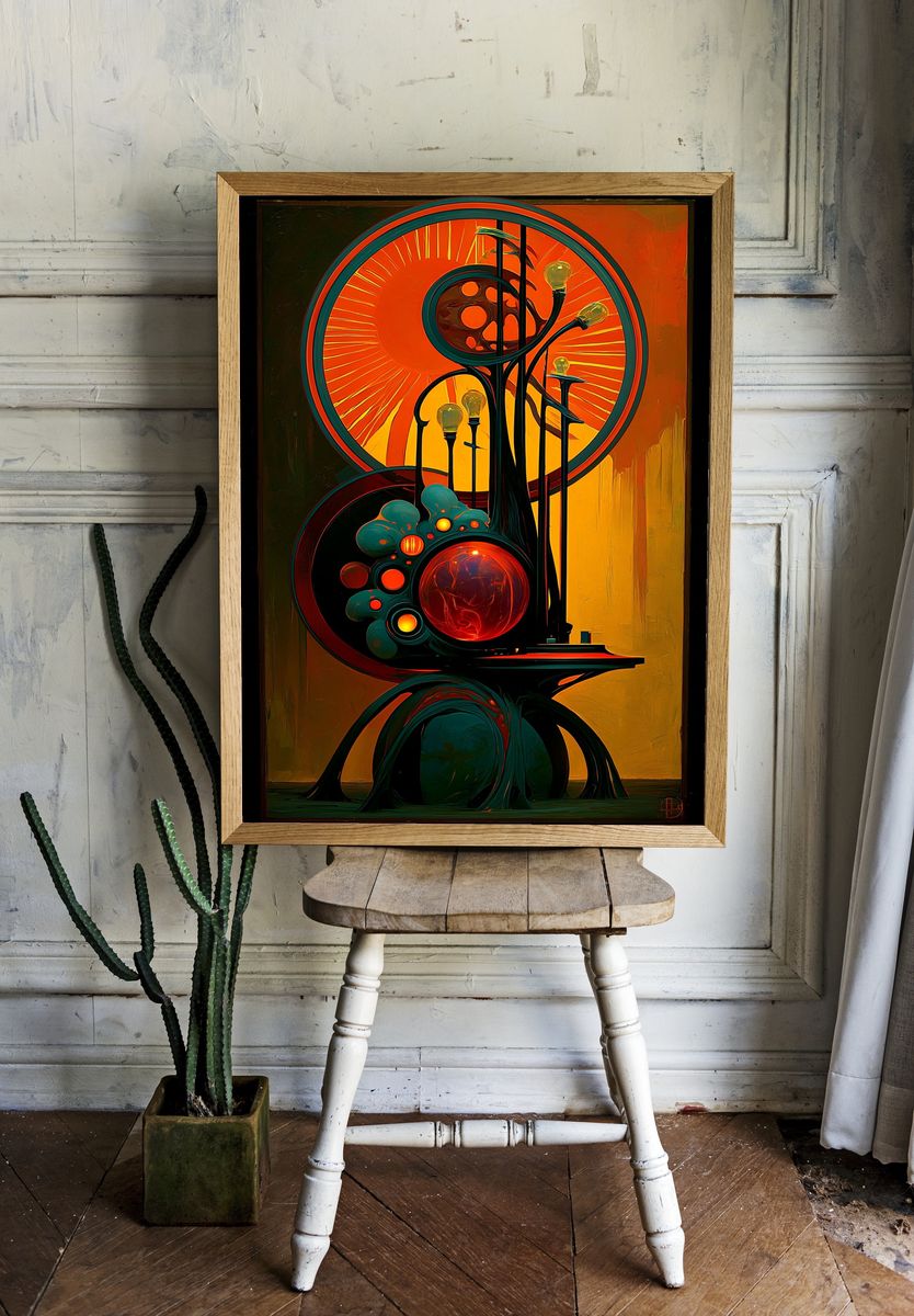 Surreal Orbital Glow Abstract Poster. — room view 1