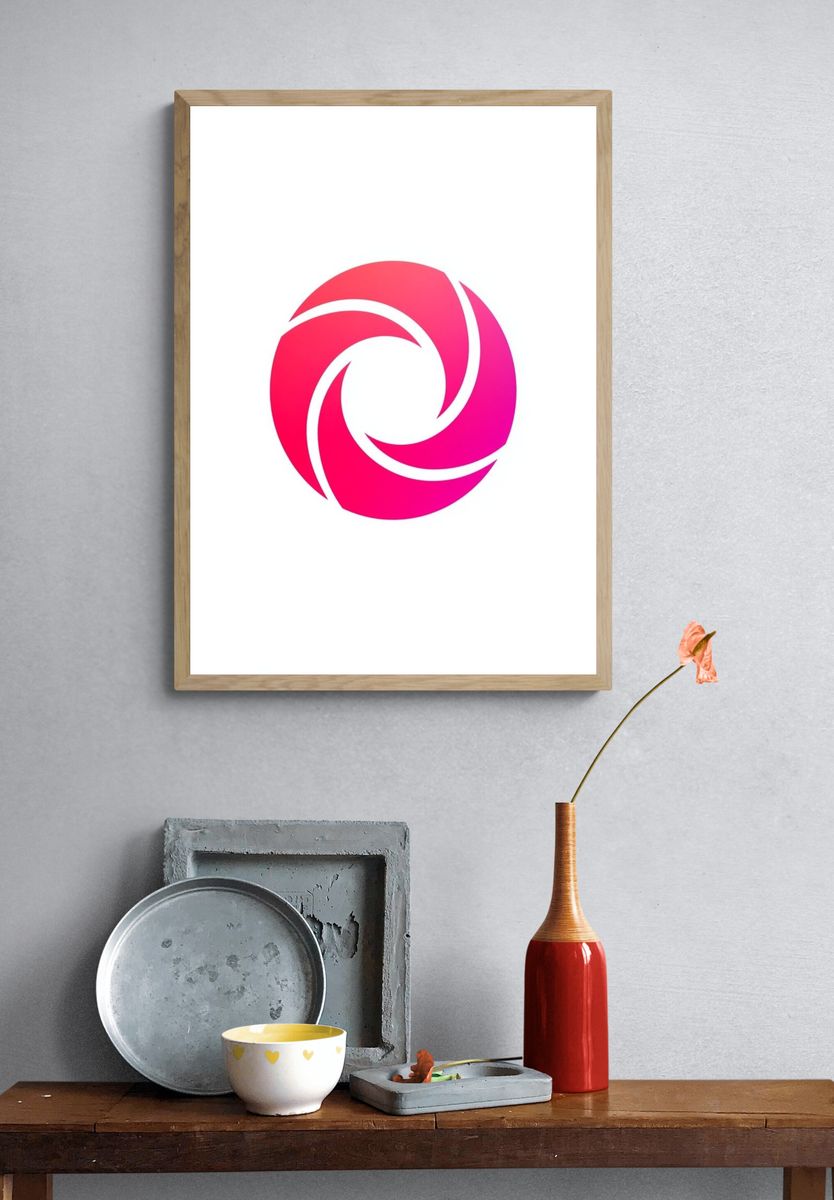 Pink Spiral Abstract Poster. — room view 3