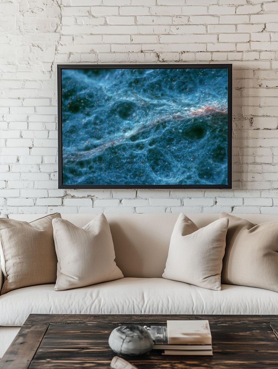 Blue Nebula Abstract Print. — room view 1