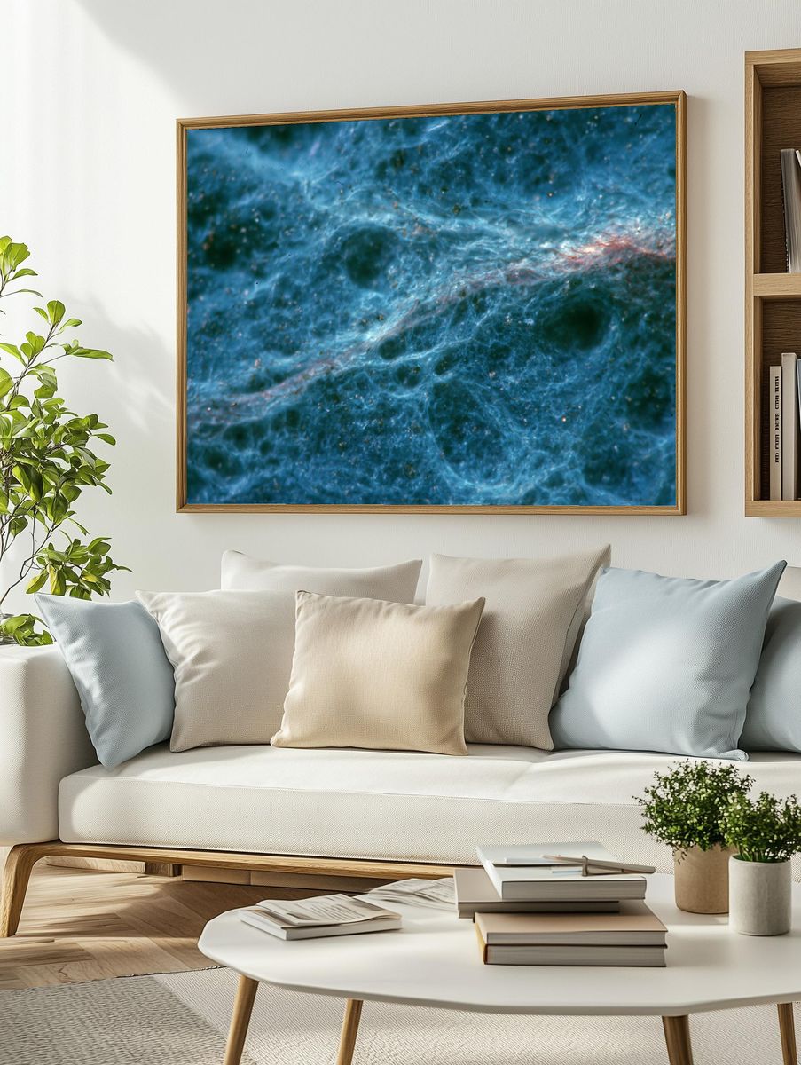 Blue Nebula Abstract Print. — room view 2