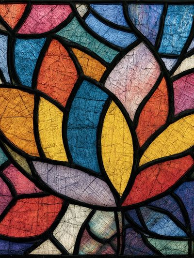 Stained Glass Leaves Abstract Poster. poster print