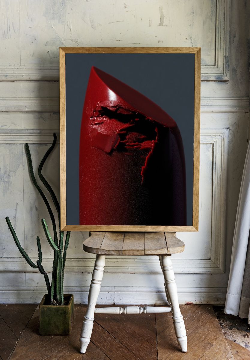 Crimson Abstract Form Poster room preview