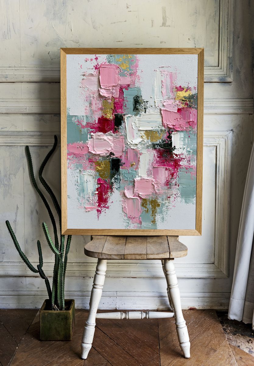 Pastel Impasto Abstract Poster. — room view 1
