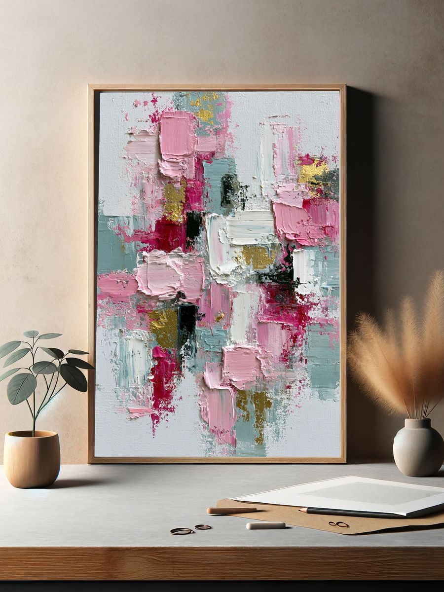 Pastel Impasto Abstract Poster. — room view 2